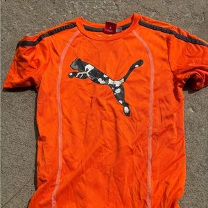 Puma Bright Orange Tee with Black Stripes